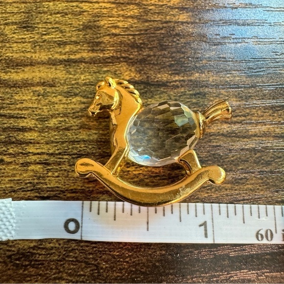 VTG Lencia Austria Star Collection Swarovski Crystal Gold Plated Rocking Horse - Picture 6 of 7